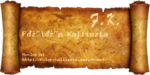 Fülöp Kalliszta névjegykártya