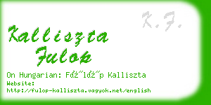 kalliszta fulop business card